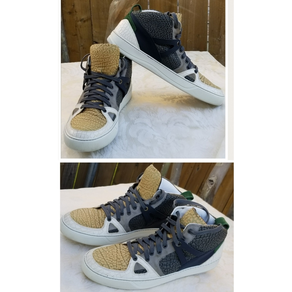 Auth Lanvin Paris high top sneakers tennis shoes - Picture 12 of 16